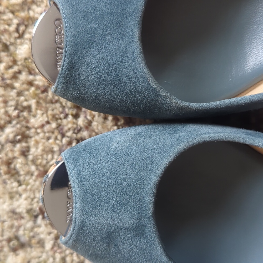 Jimmy Choo Praise Open Toe Slingback Suede Wedge size 37 - Picture 5 of 10